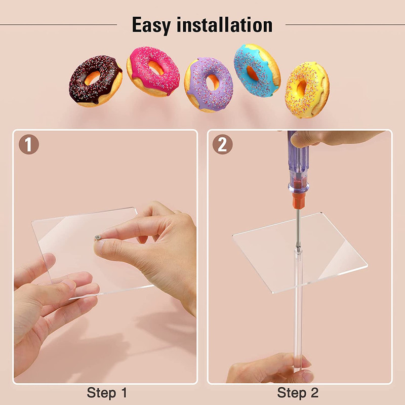 Suneerplay Donut Stand Acrylic 4 Pack, Clear Bagel Holder Stand, Donut Tower Sta gallery