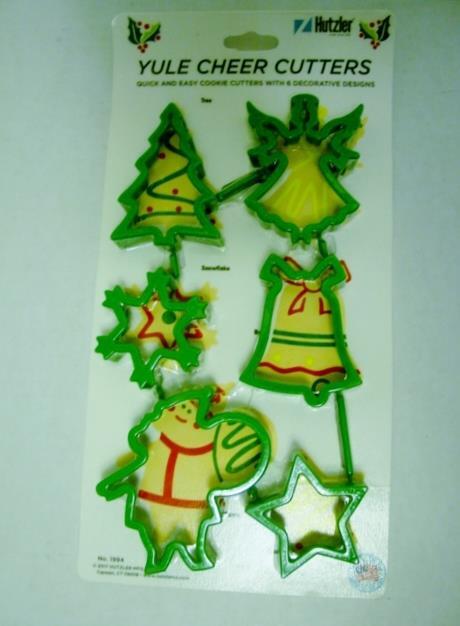 Hutzler COOKIE : Yule Cheer Cutters (6) Unique Designs #1994 (NEW) Green Set