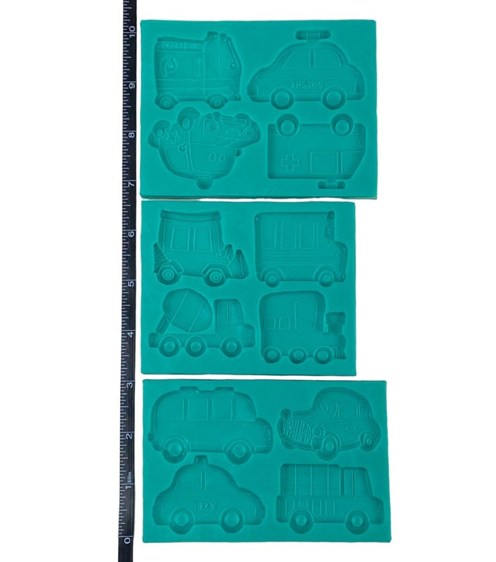 Silicone Candy Making Molds Police Car Truck Taxi School Bus 3 Pieces gallery