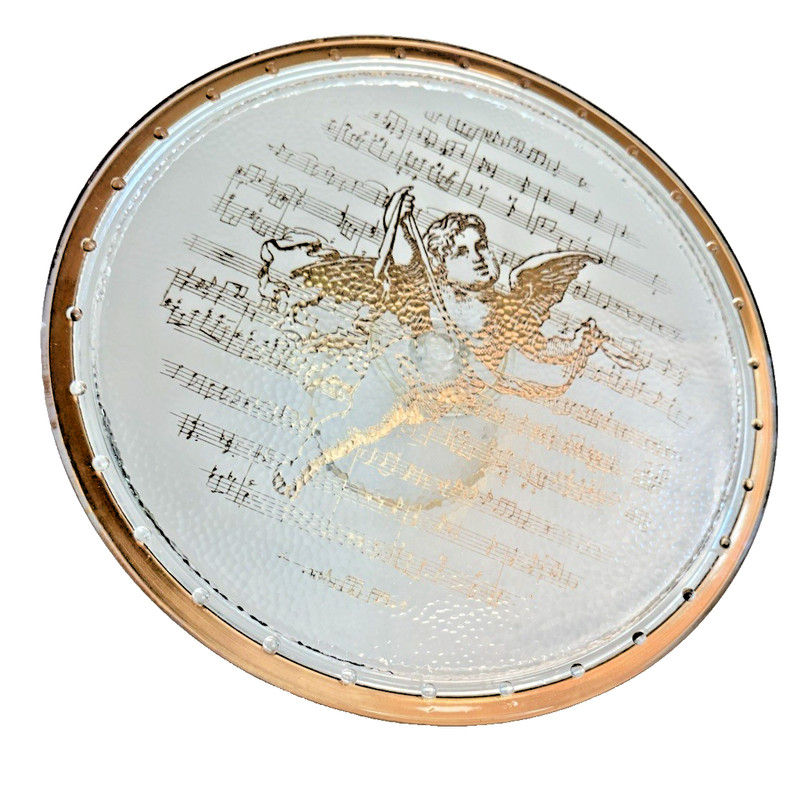 Cake Stand Pedestal Cherub and Musical Notes Design 24 Carat Gold Trim Italy gallery