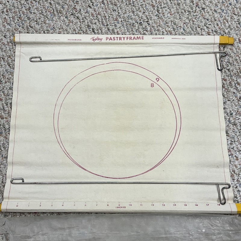 Vintage FOLEY Pastry Cloth with Frame 20" square 2-sided Frame Canvas Bakery B11
