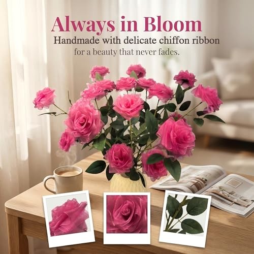 21PCS DIY Handmade Chiffon Ribbon Roses (Semi-Finished Product) - Rose Red gallery
