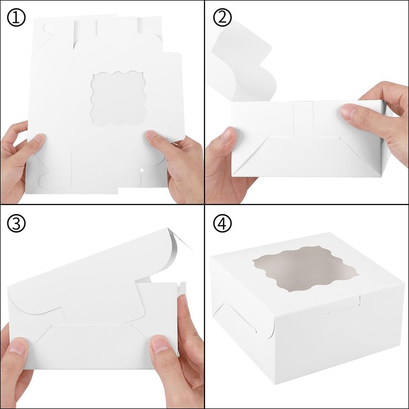 Moretoes 30pcs Bakery Boxes 6x6x3 Inches Cookie Box with Window for Valentine... gallery