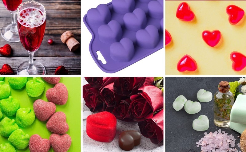 Set of 3 Heart Silicone Mold - Valentine Heart Shaped Silicone Mold, Jelly an... gallery