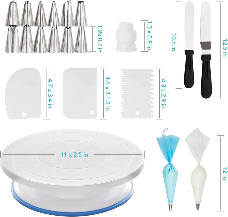 Cake Decorating Tools Supplies Kit 82Pcs Baking Accessories W/ Turntable Stand gallery