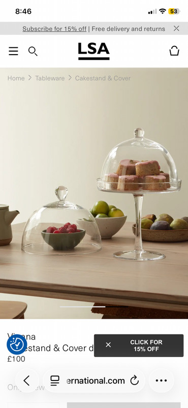 LSA Vienna Cakestand & Cover dia:23cm / 20.5cm