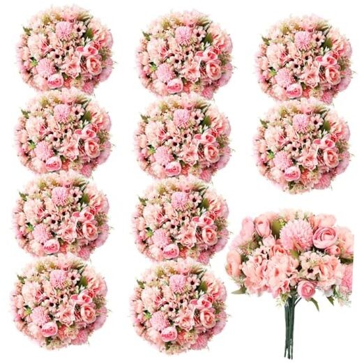 Pcs Peonies Artificial Flowers Faux Roses Silk Flowers Hydrangea 12 Pink