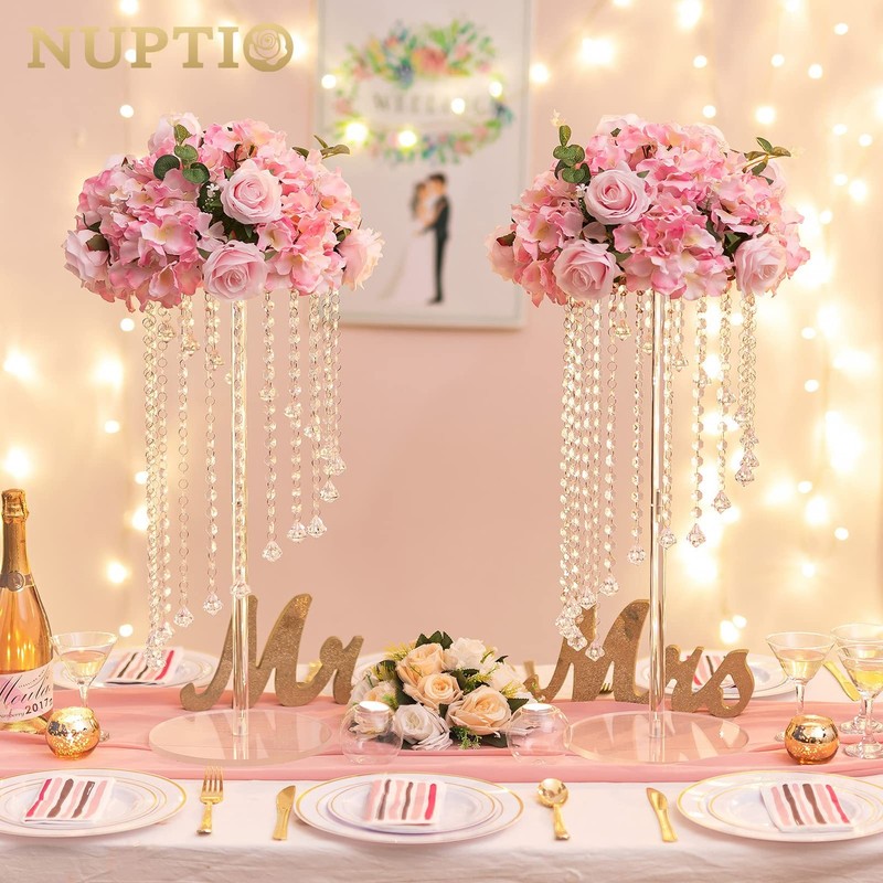 NUPTIO 2 Pink 14.2" Artificial Flower Balls Bouquet for Weddings & Parties gallery