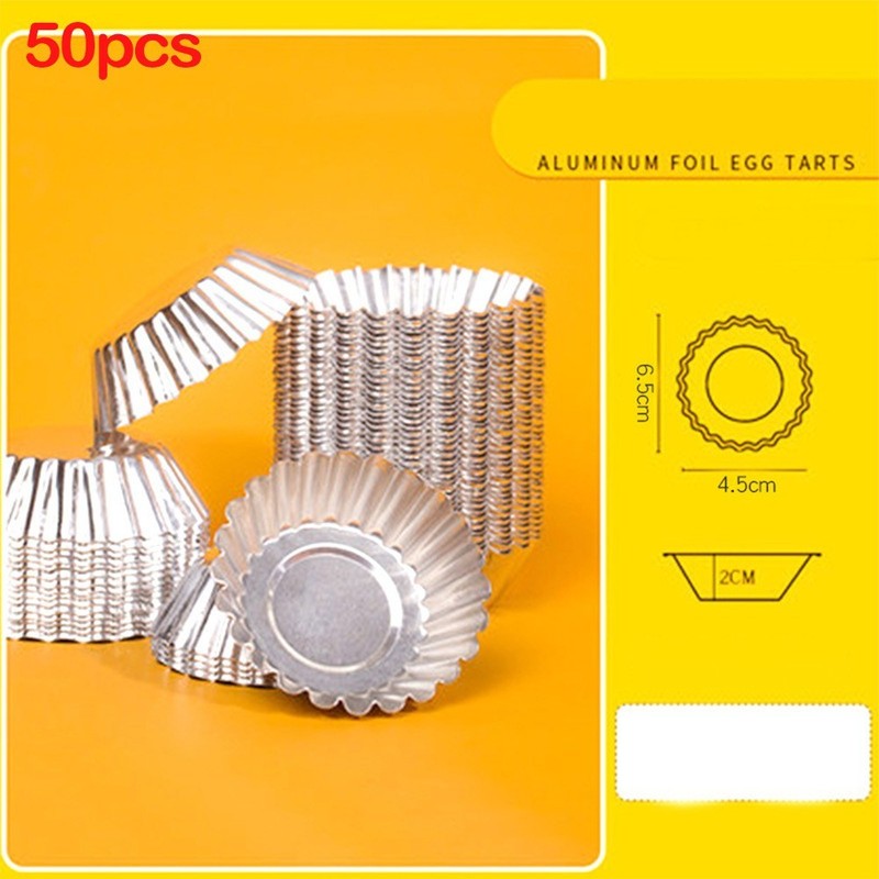 50Pcs Egg Tart Aluminum Silver Cupcake Cake Cookie Mold-Mould Tin Baking Tool gallery