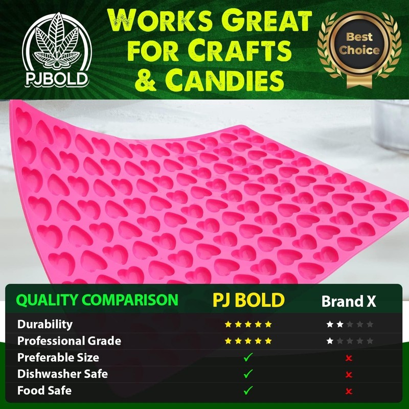 Versatile Pink Heart Silicone Mold - Oven Safe for Candies & Cupcake Toppers gallery