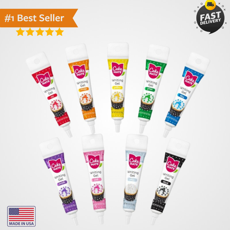9 Pack Edible Cake Writing Gel Pens Vibrant Decorating Icing Cookies Cupcakes