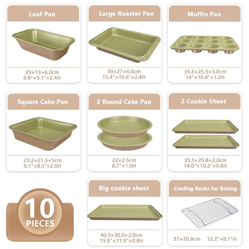 Betterbeauty Nonstick Bakeware Set 10 Pcs Professional Kitchen Bicolor Baking gallery