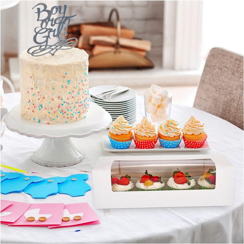 RIFMEAE 24-Pack 12" x 4" x 3.5" Roll Cake Boxes, Loaf Pumpkin Roll Boxes, Whi... gallery