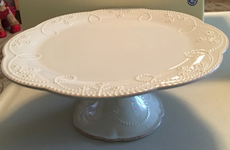 Lenox French Perle White Pedestal Cake Plate Medium BRAND NEW gallery