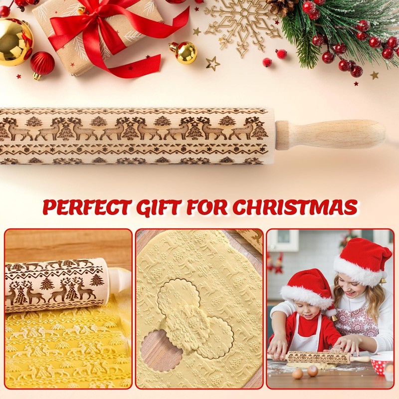 Stocking Stuffers Gifts for Women, Wooden Embossed Rolling 15.35INCH, Wood gallery