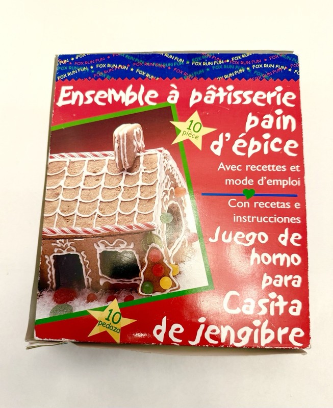 Vintage 1995 Fox Run Gingerbread House Cookie Cutter Set in Box Instructions gallery