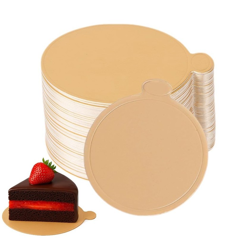 100 Pcs 3.1 Inch Mini Cake Boards Mousse Cupcake Base Paper Plates Circle Des…