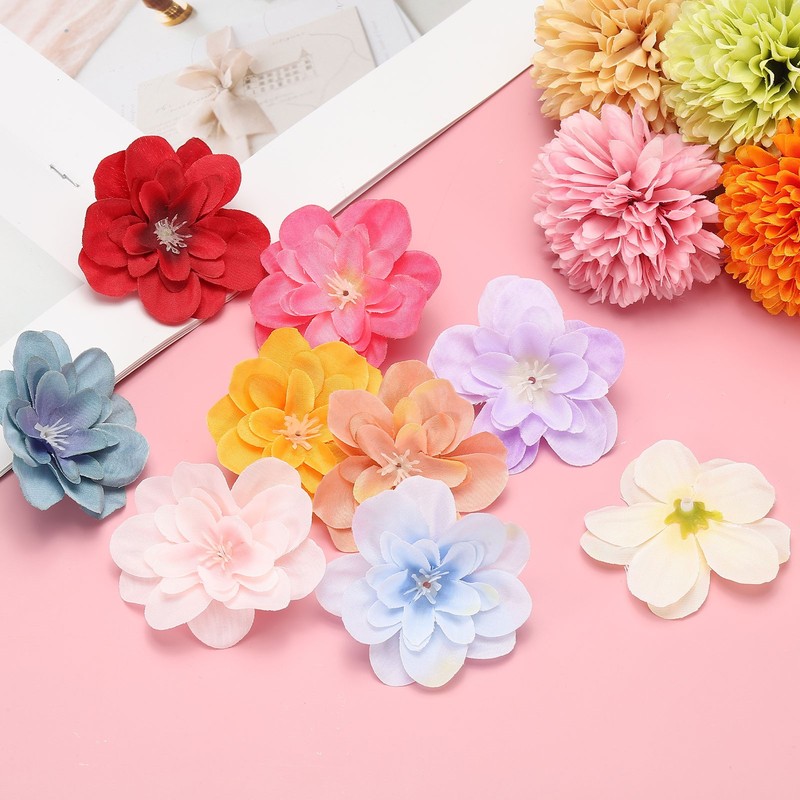 30 Pcs Artificial Delphinium Flower Heads, Fake Delphinium Heads, Rose Red gallery