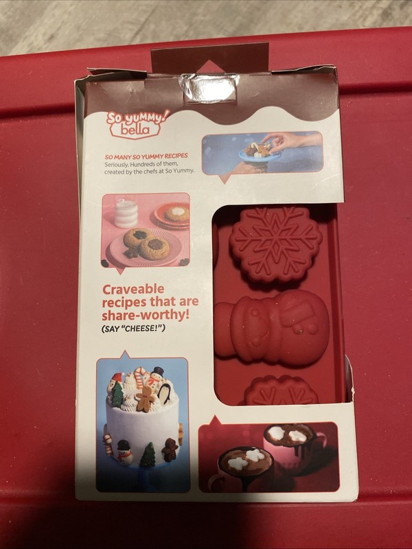 Silicone Mold Set Chocolate Santa Snowman Snowflakes 2 trays Box Has Damage gallery