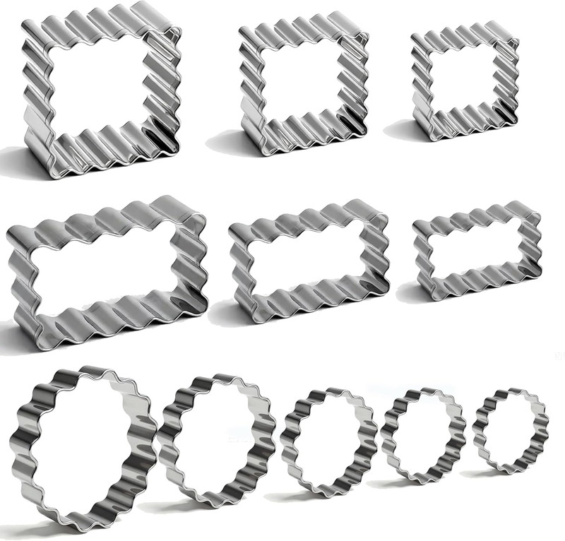 11Pcs Scalloped Cookie Cutter Set, Assorted Sizes-Include3 Square,3 Rectangle an