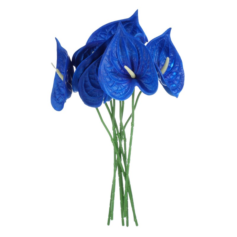 8Pcs 11inch Artificial Anthurium Flowers, Sapphire