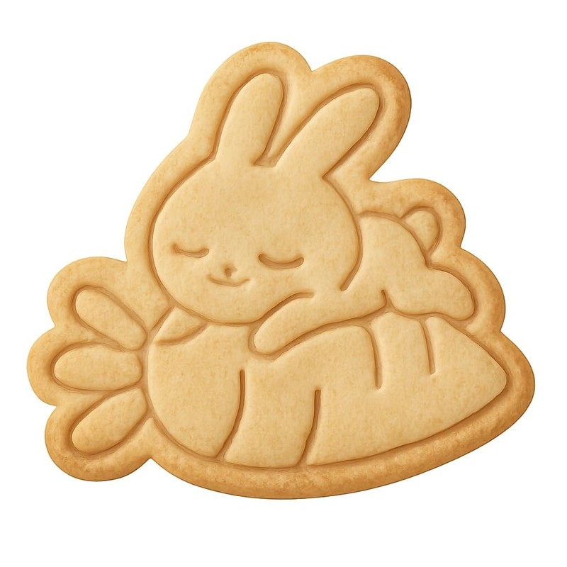 Chibi Bunny Resting on Giant Carrot Cookie Cutter & Stamp - 4x3.2 gallery