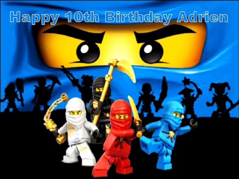 BLUE NINJAGO A4 ICING BIRTHDAY CAKE TOPPER