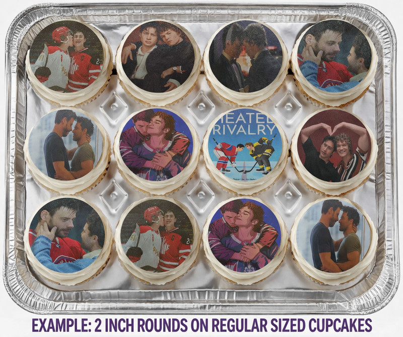 12 count Heated Rivalry Edible Image rounds, Wafer paper, pre cut