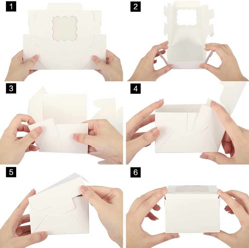 50Pcs 4X4X2.5 Inches White Bakery Boxes with Window, Cookie Boxes, Mini Cake Box gallery