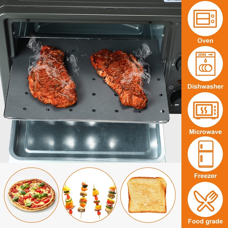 Yetene 6 Pack Reusable Liners for Toaster Oven Non Stick 9 x 11 Inch, Black gallery