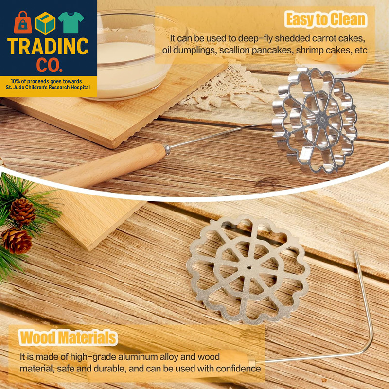 Bunuelos Mold Rosette Iron Molds Set with Wooden Handle, Lotus Flower Bunuelos C gallery