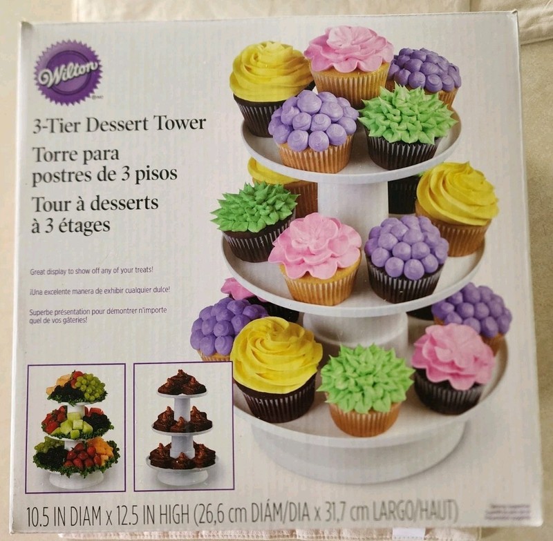 Wilton 3 Tier Desert Tower Chocolate Candy Cupcake Brownie Fruit Stand #307-705