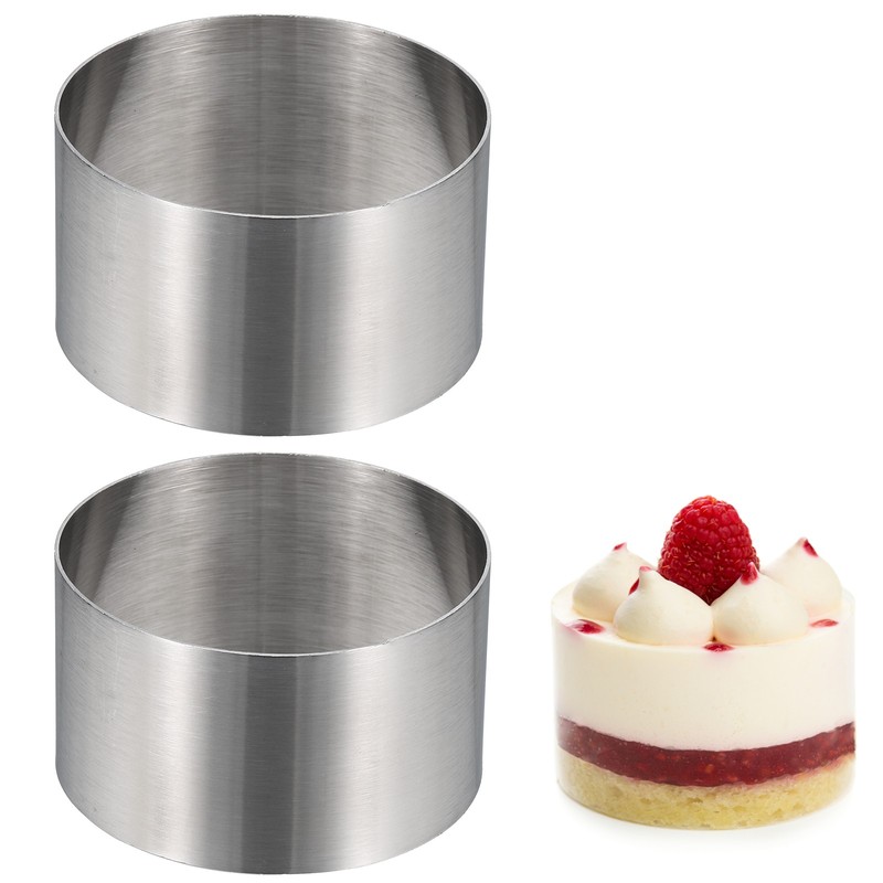 2 Pcs Round Cake Ring, 2.76″ Dia x 1.57″ H Stainless Steel Cooking Rings