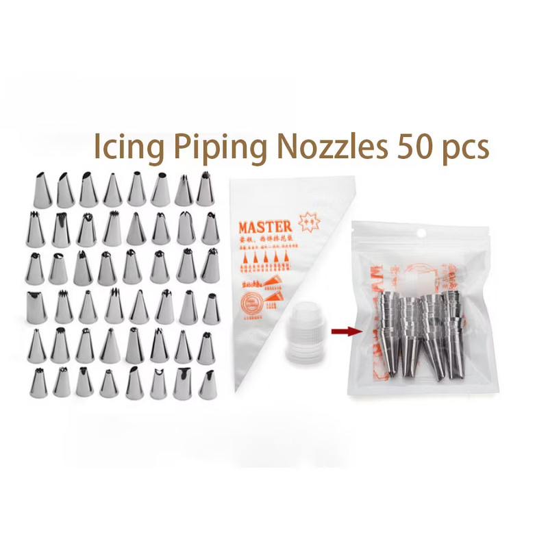 Icing Piping Nozzle Set Baking Tool 50 Pcs DIY Cake Decorating And Pastry Bag