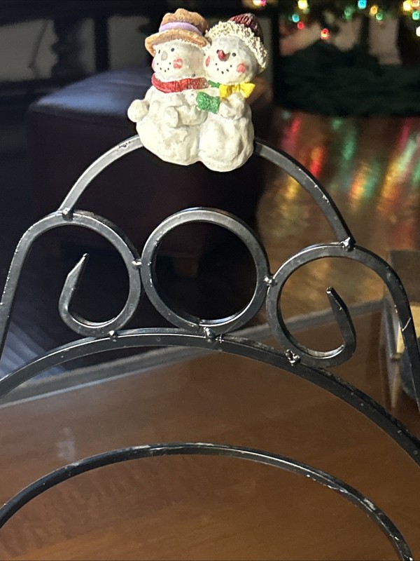 Vintage 2 Tiered Wrought Iron Cake Stand Pie Dessert Plate Rack Santa Claus gallery