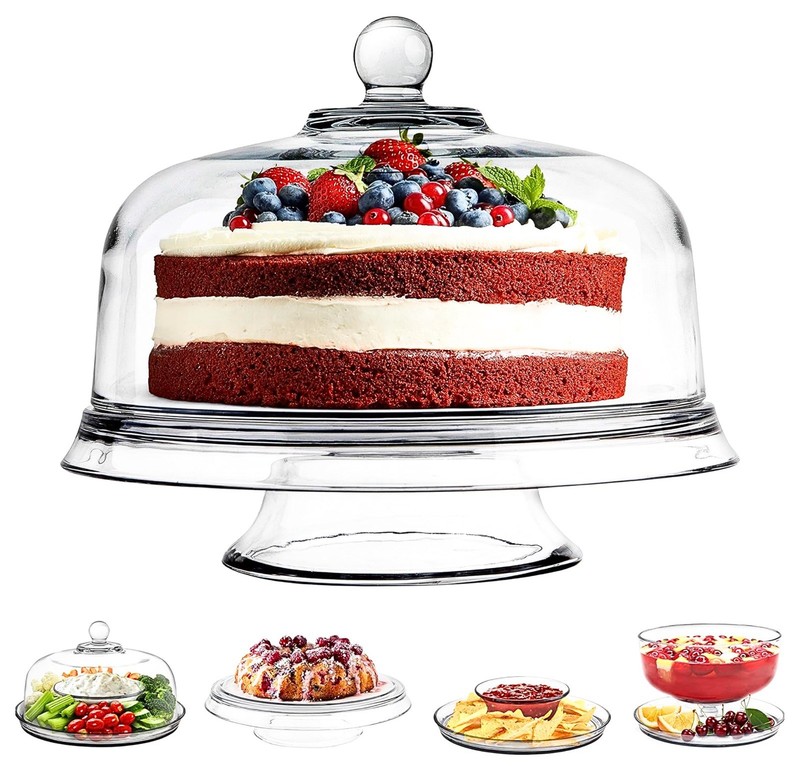 Multipurpose Glass Cake Stand Charcuterie Board with Dome Lid (PLEASE READ DESC.