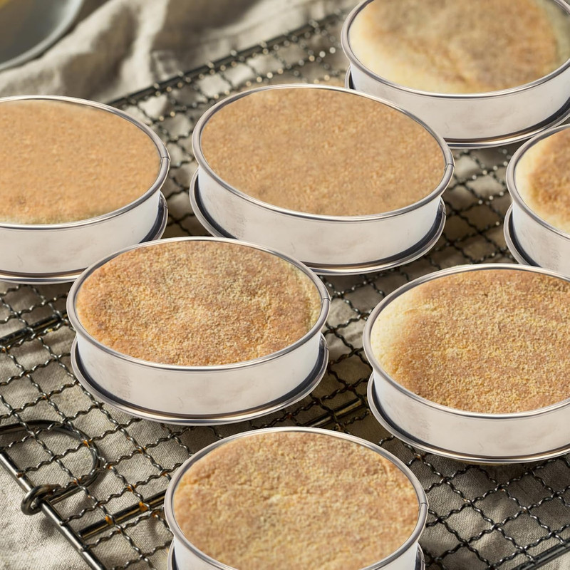 6 Packs English Muffin Ring, 4 inches Stainless Steel Crumpet Ring Molds Nons... gallery
