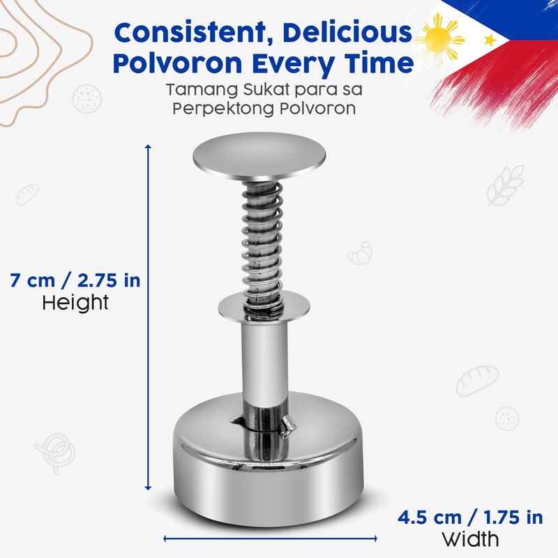 Polvoron Molder Filipino 2.75" H x 1.75" W - Round Polvoron Mold for Traditio... gallery
