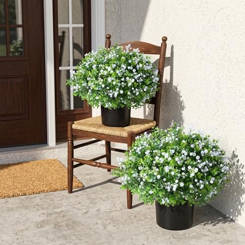Fake Plants Artificial Flowers for Outdoors Decor, 2 Pack Green - Baby Breath gallery