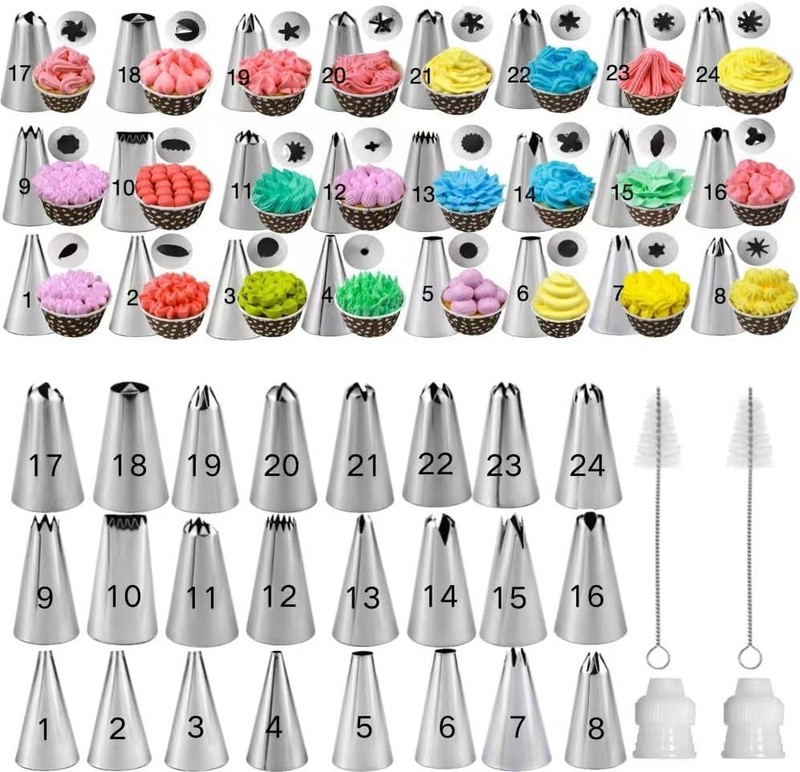 Complete 28-Pc Piping Tips Set with Easy-Clean Brushes - Perfect for Bakers gallery
