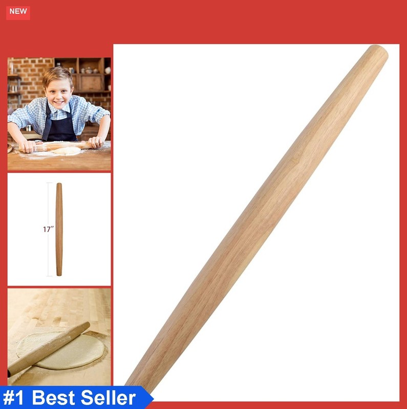 Wood Rolling Pin 17 Inch Tapered French Style Fondant Pastry Dough Pie