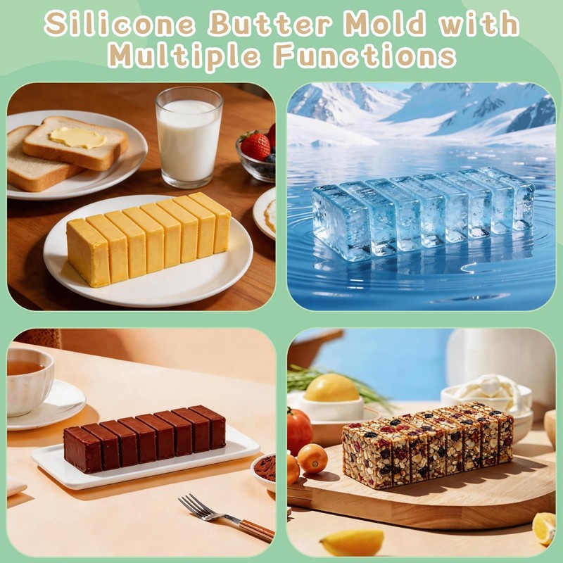 2-Pack Non-Stick Silicone Butter Mold Tray with Lid, Measurements, Ideal for Hom gallery