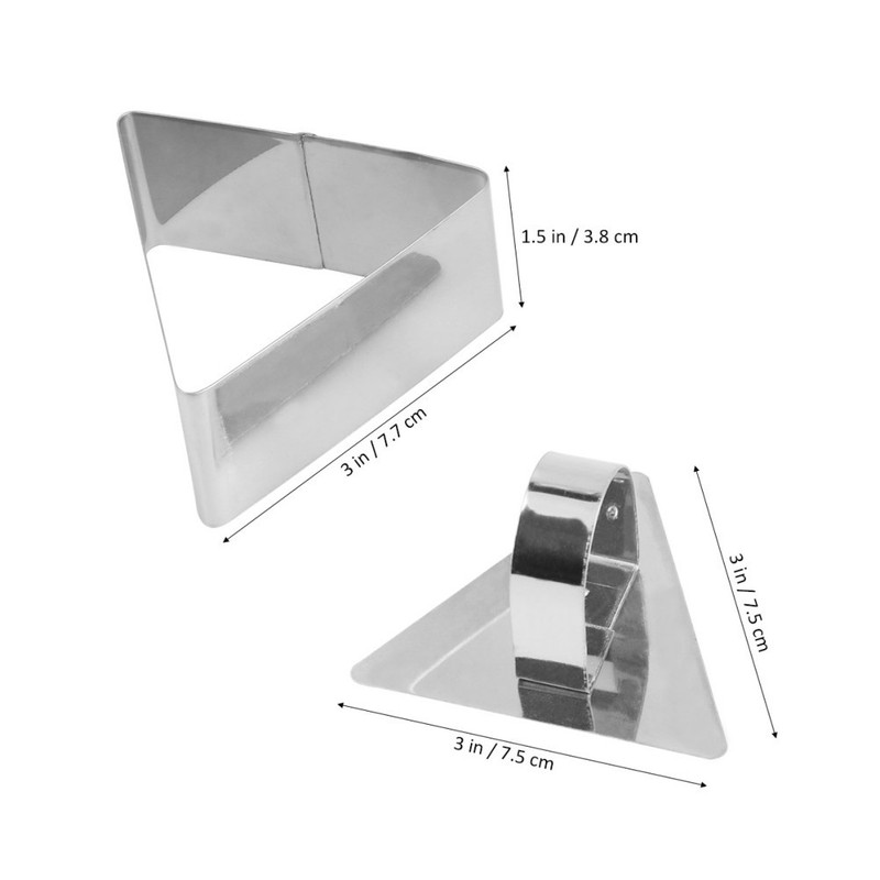 2 Pcs Stainless Steel Triangle Cake Mold Mousse Cutter with Pushing Plate gallery
