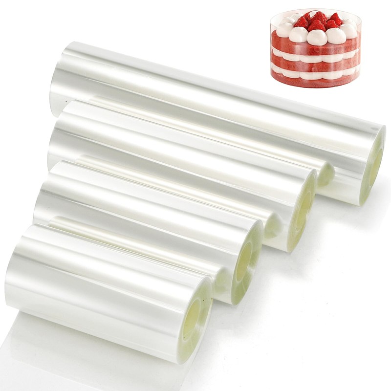 Clear Cake Collars Acetate Roll Fits 4/4.7/6/8×394 Inch Transparent Wraping