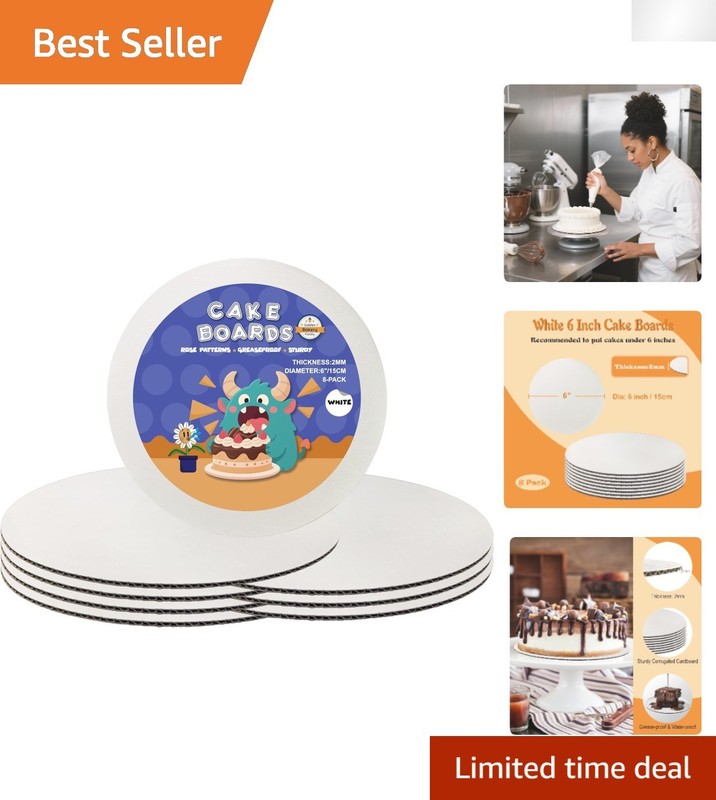 Versatile 6-Inch Round Cake Boards – Rose Pattern, Disposable & Easy Cleanup
