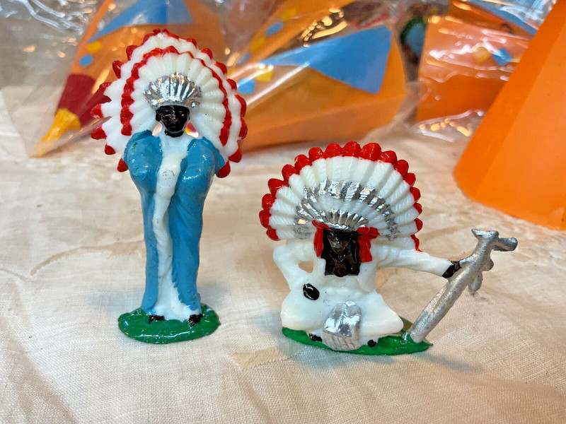 6 VNT Wilton Cake Topper Party Favor Native American Indians Teepee 6 Piece Set gallery
