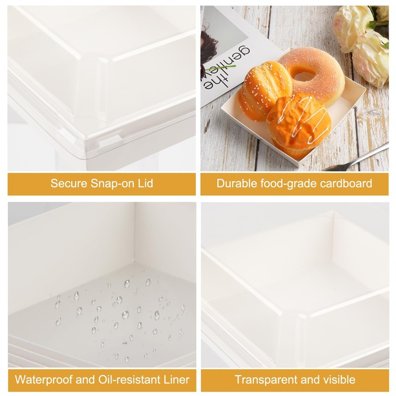 100 Pack Charcuterie Boxes with Clear Lids,5.5"×4.9"×2.4" Disposable Square F... gallery