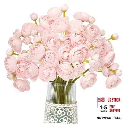 Ranunculus Artificial Flower Silk Flowers Faux DIY Bouquet for Wedding 18 Pink