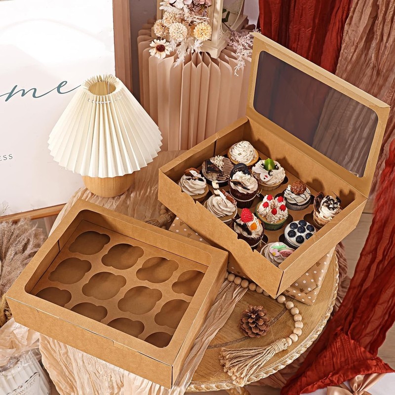 Cupcake Boxes 7 Pack Hold 12 Standard Cupcakes with Window Inserts Bakery Sup... gallery