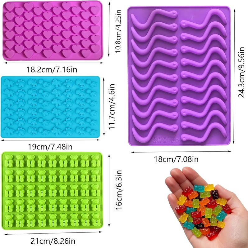 Gummy Candy Molds - Silicone Mini Gummy Bear/Hearts/Dinosaur/Gummy Worm Mold gallery